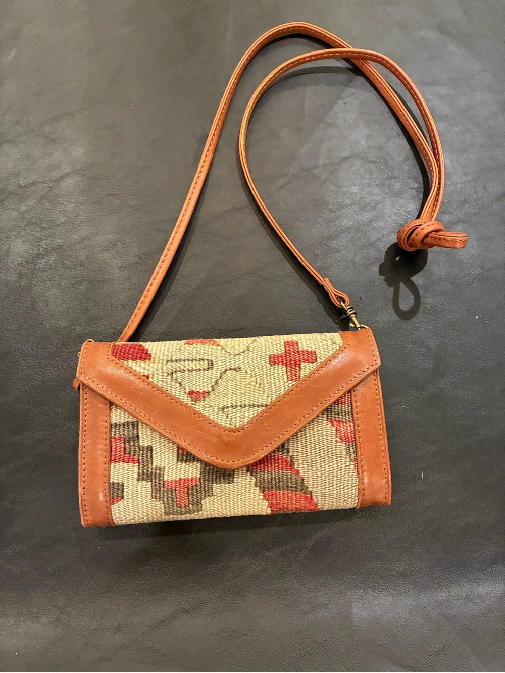 Vintage Artemis Tapestry real Leather Wallet Purse Clutch Crossbody